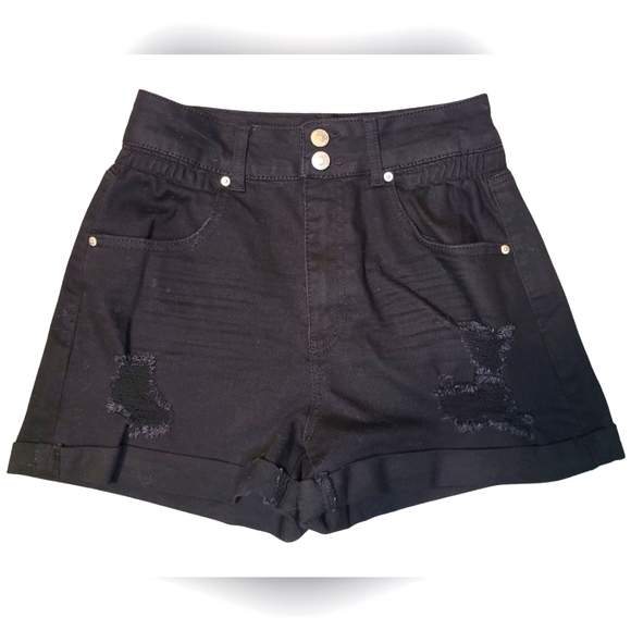 NWOT Black Distressed Mom Shorts with Stretch✨️Size 9 - Picture 1 of 6
